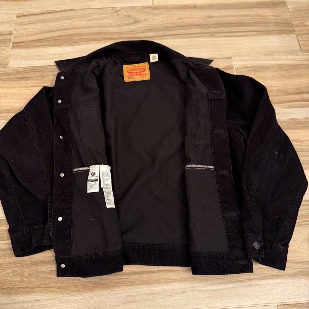 Levis Mens Black Corduroy Vintage Fit Trucker Jacket Large 70598-0032 - Picture 4 of 9